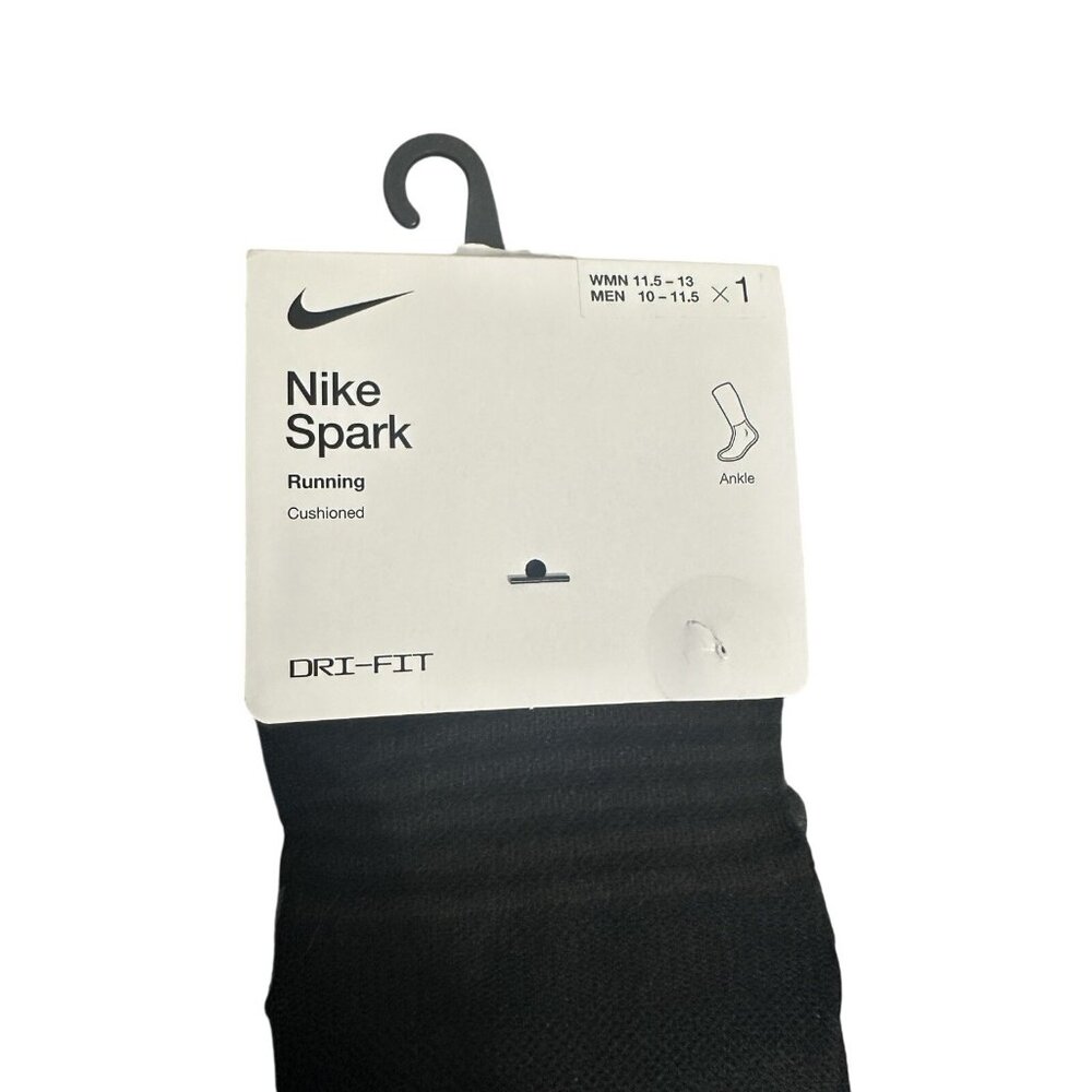 Nike Spark Reflective Dri-Fit Socks Mens 10-11.5 Black Crew Running 1 Pair NWT - Picture 3 of 4